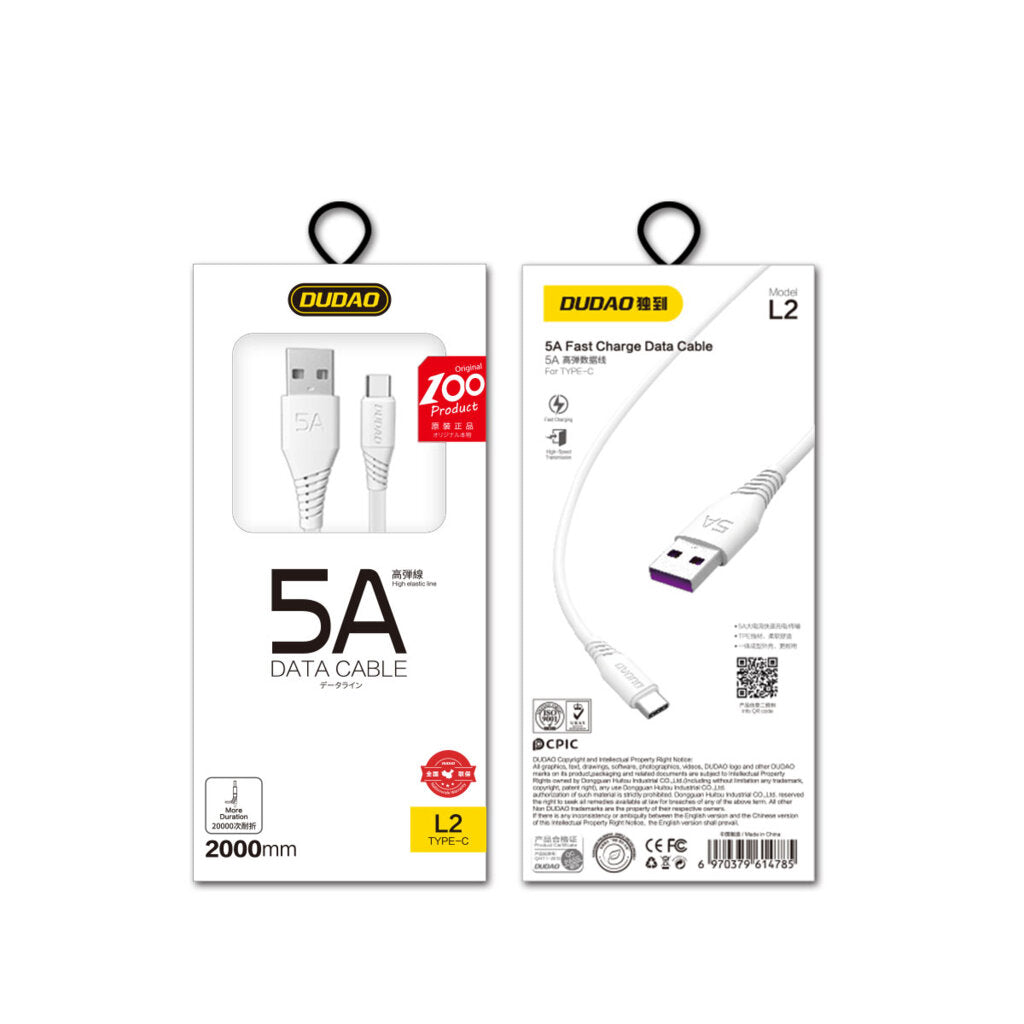 DUDAO L4T-1.2MW 5A TYPE-C DATA CABLE 1.2M