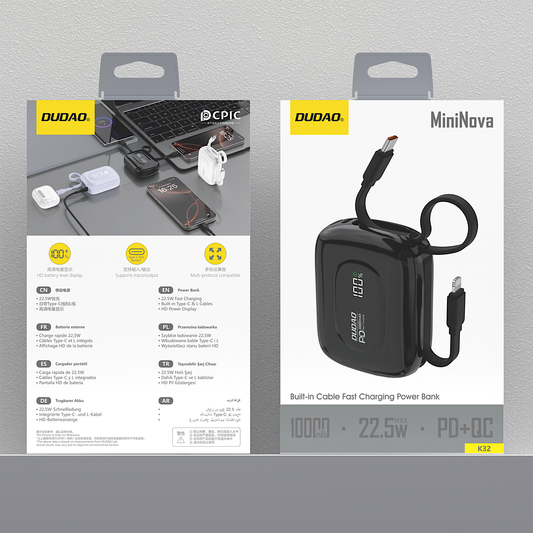 DUDAO K32-B1 22.5W mini size fast charge power bank 10000mAh