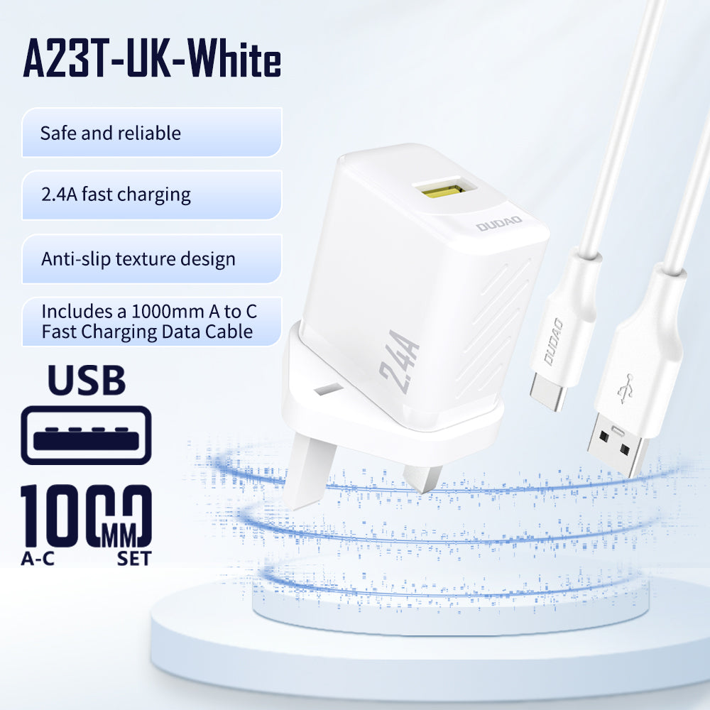 DUDAO A23TUK-B 2.4A TYPE-C HOME CHARGER 1.2M