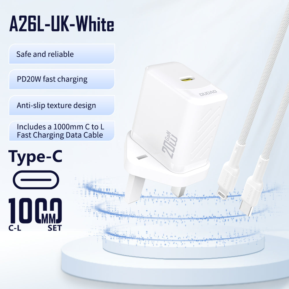 DUDAO A26LUK-W PD20W LIGHTNING HOME CHARGER 1.2M