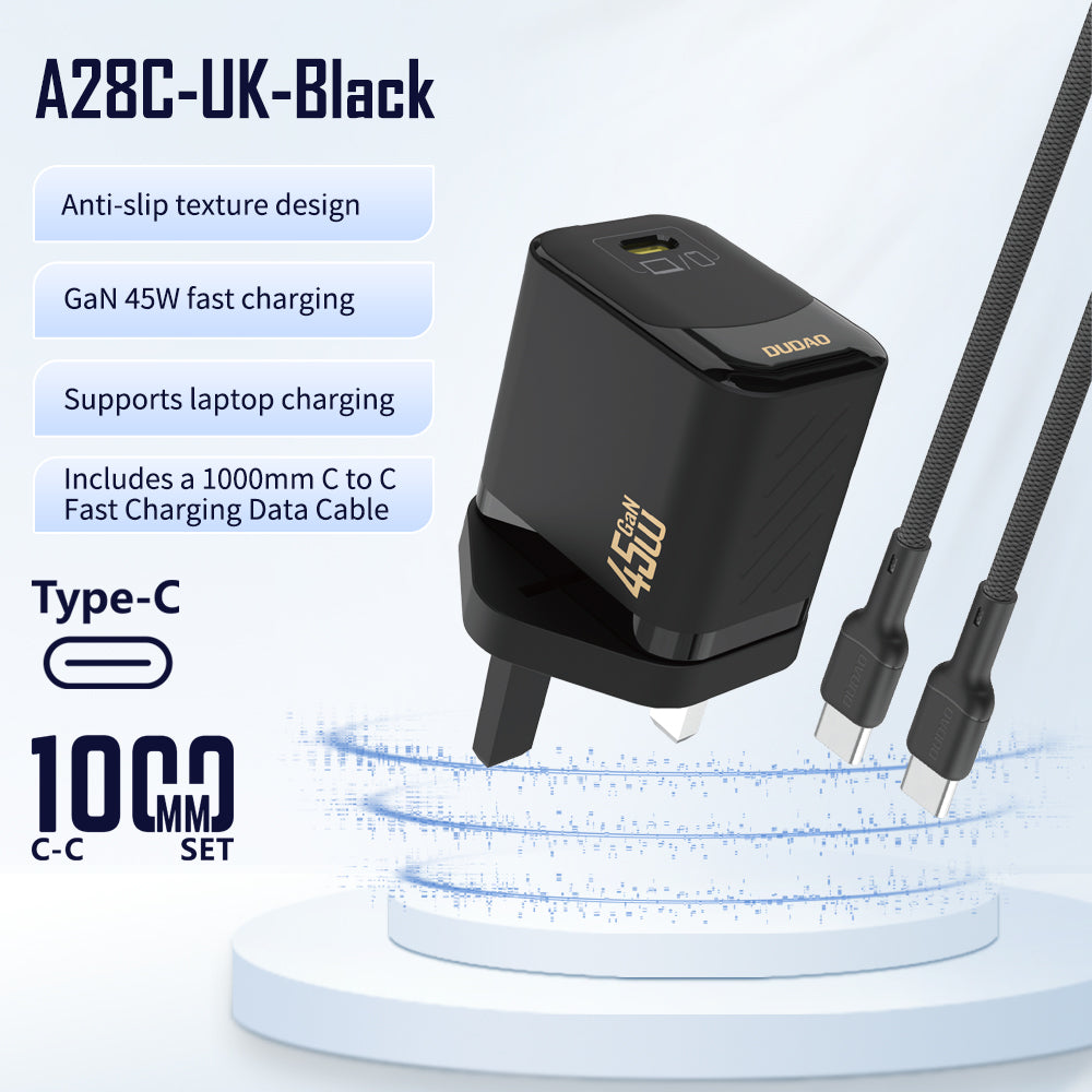 DUDAO A28CUK-B PD45W USB-C CHARGER WITH TYPE C TO C CABLE