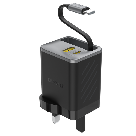 DUDAO A67UK-B1 PD+QC 67W GAN fast charger built-in retractable type- c cable (UK standard)
