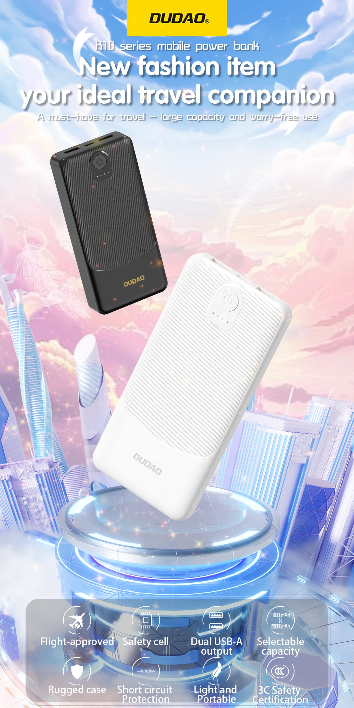 DUDAO K10Pro-B1 20000mAh power bank black