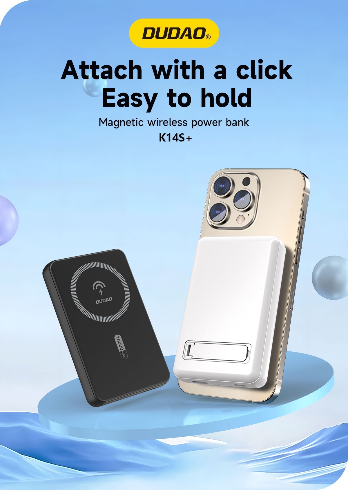 DUDAO K14S+-W1 15W wireless charging 10000mAh White