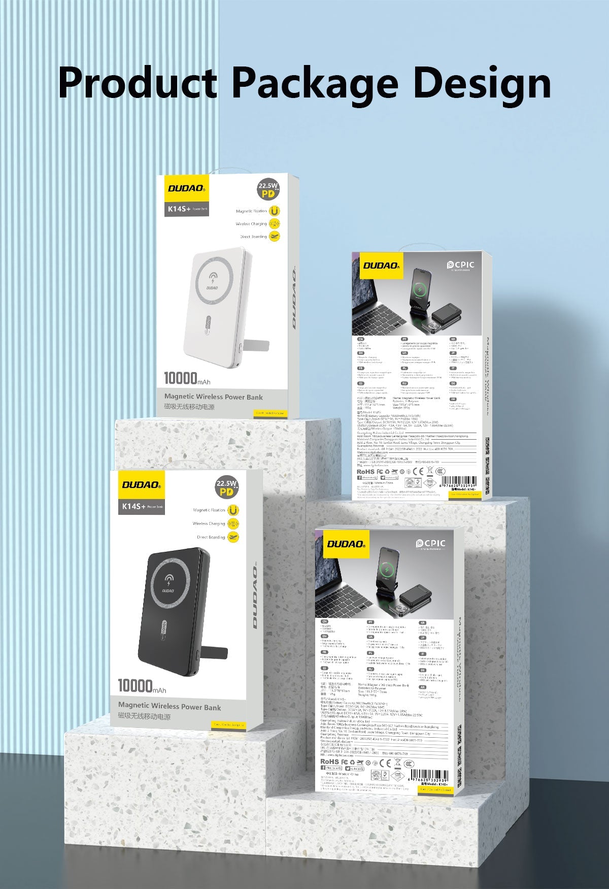 DUDAO K14S+-B WLESS POWER BANK 10000MAH -BLK