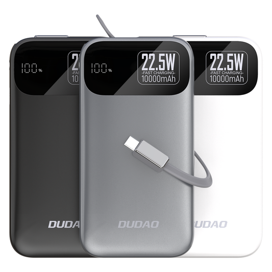 DUDAO K31-B1 PD22.5W built-in retractable cable power bank 10000mAh
