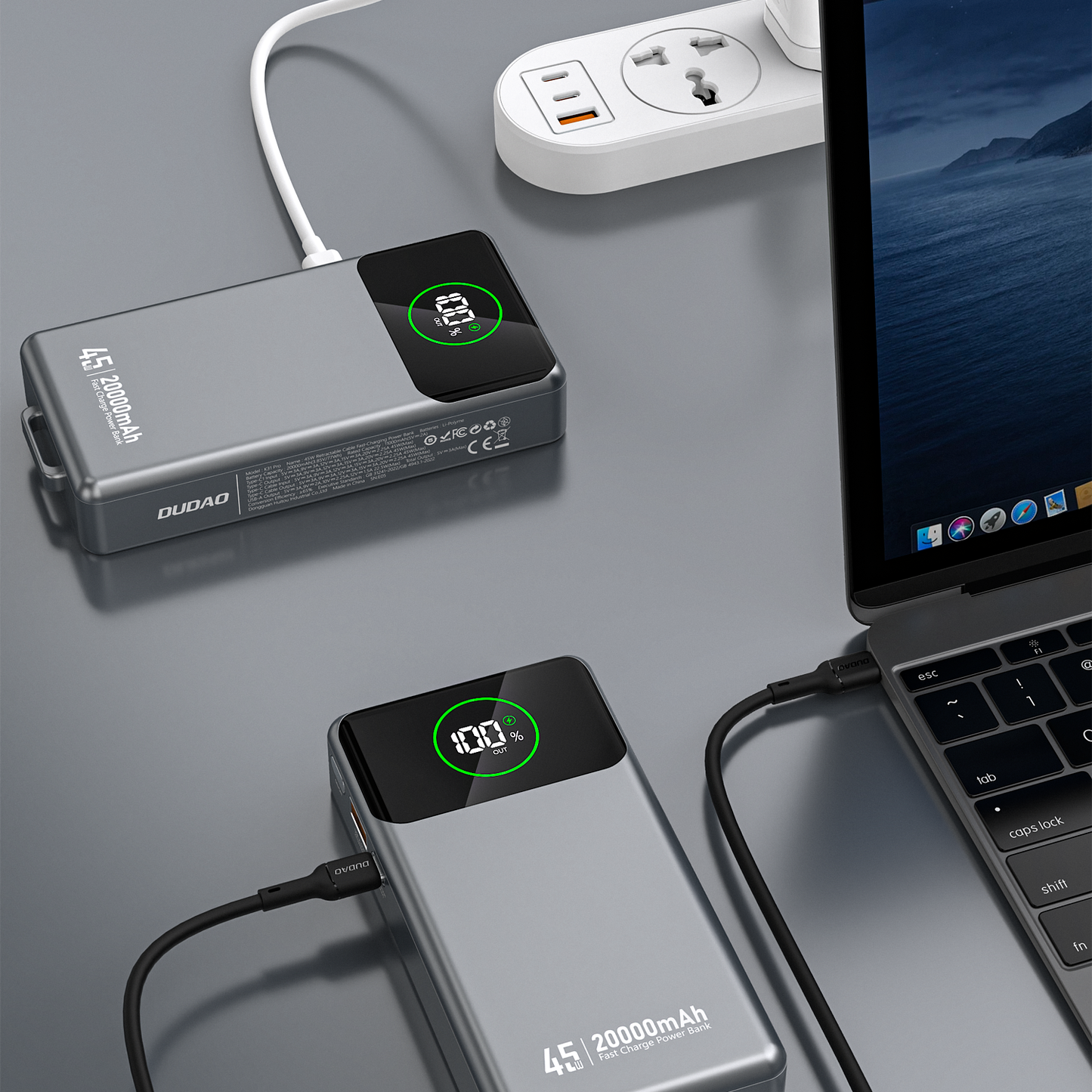 DUDAO K31PRO-G1 PD45W built-in retractable cable power bank 20000mAh