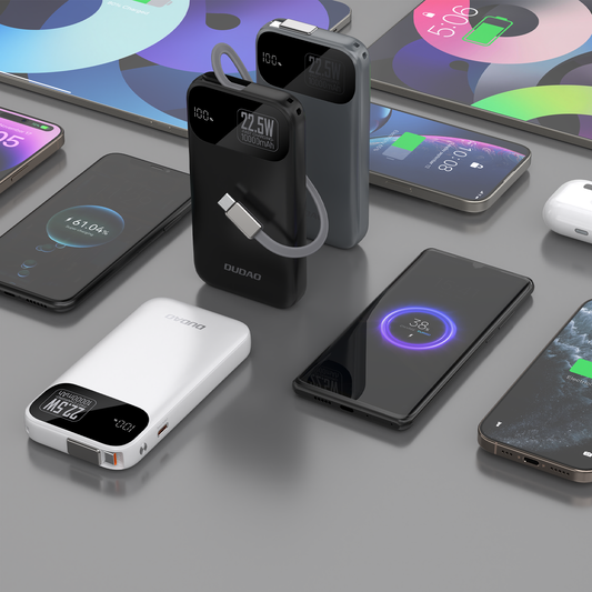 DUDAO K31-B1 PD22.5W built-in retractable cable power bank 10000mAh