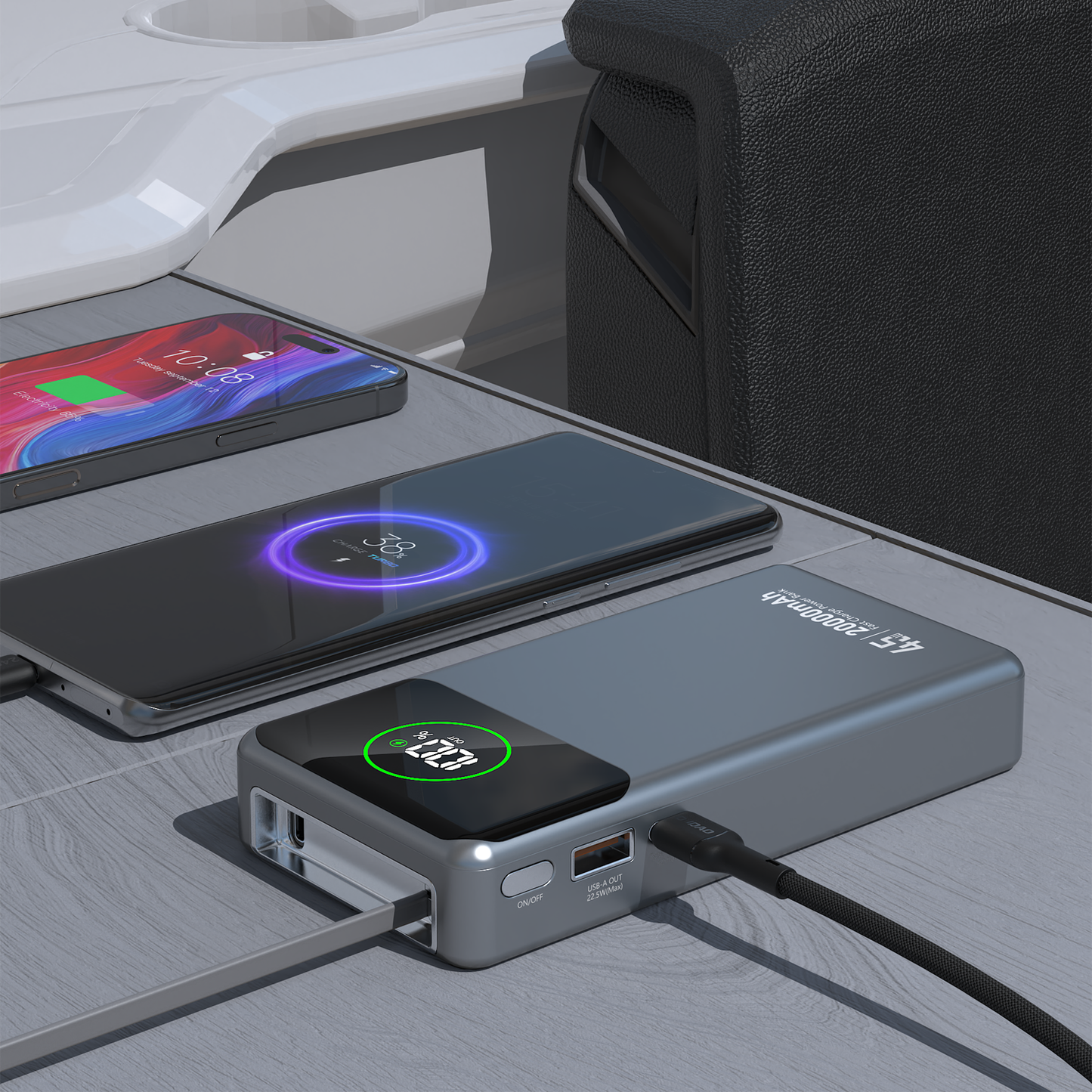 DUDAO K31PRO-G1 PD45W built-in retractable cable power bank 20000mAh