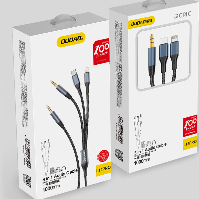 DUDAO L12PRO-B 3IN1 AUDIO CABLE 1M