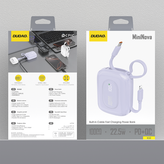 DUDAO K32-P1 22.5W mini size fast charge power bank 10000mAh