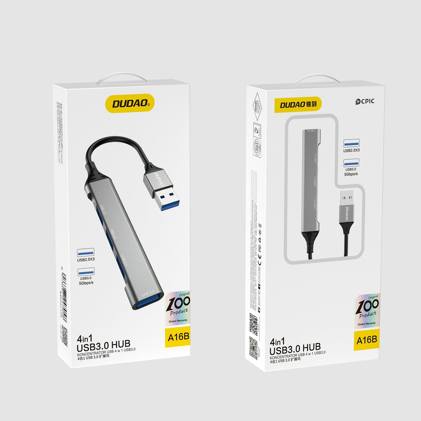 DUDAO A16B 4IN1   USB 3.00 HUB gray