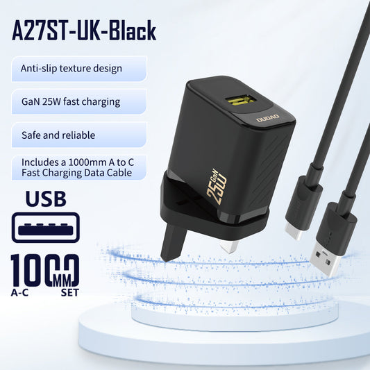 DUDAO A27STUK-B 25W USB A TO TYPEC HOME CHARGER 1.2M