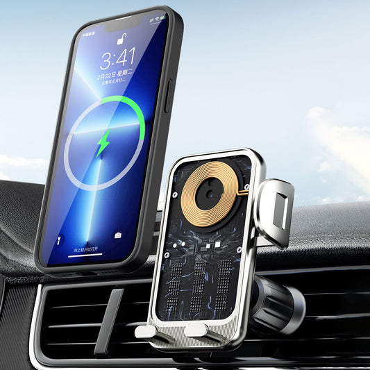 DUDAO F19PRO 15W wireless charging holder extension-type suction + air outlet mechanical electric