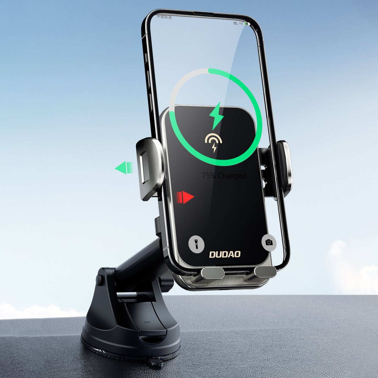 DUDAO F19PRO 15W wireless charging holder extension-type suction + air outlet mechanical electric