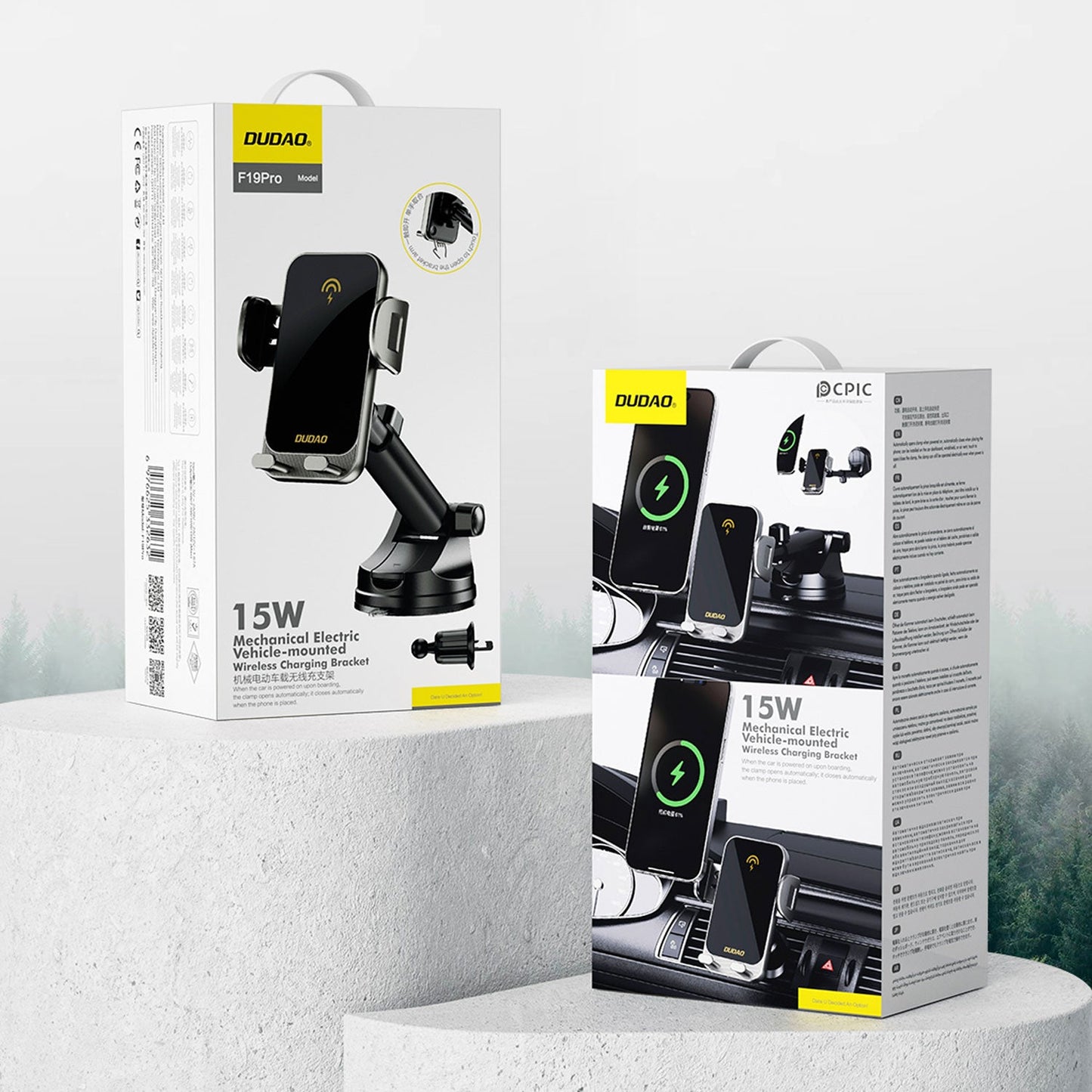 DUDAO F19PRO 15W wireless charging holder extension-type suction + air outlet mechanical electric