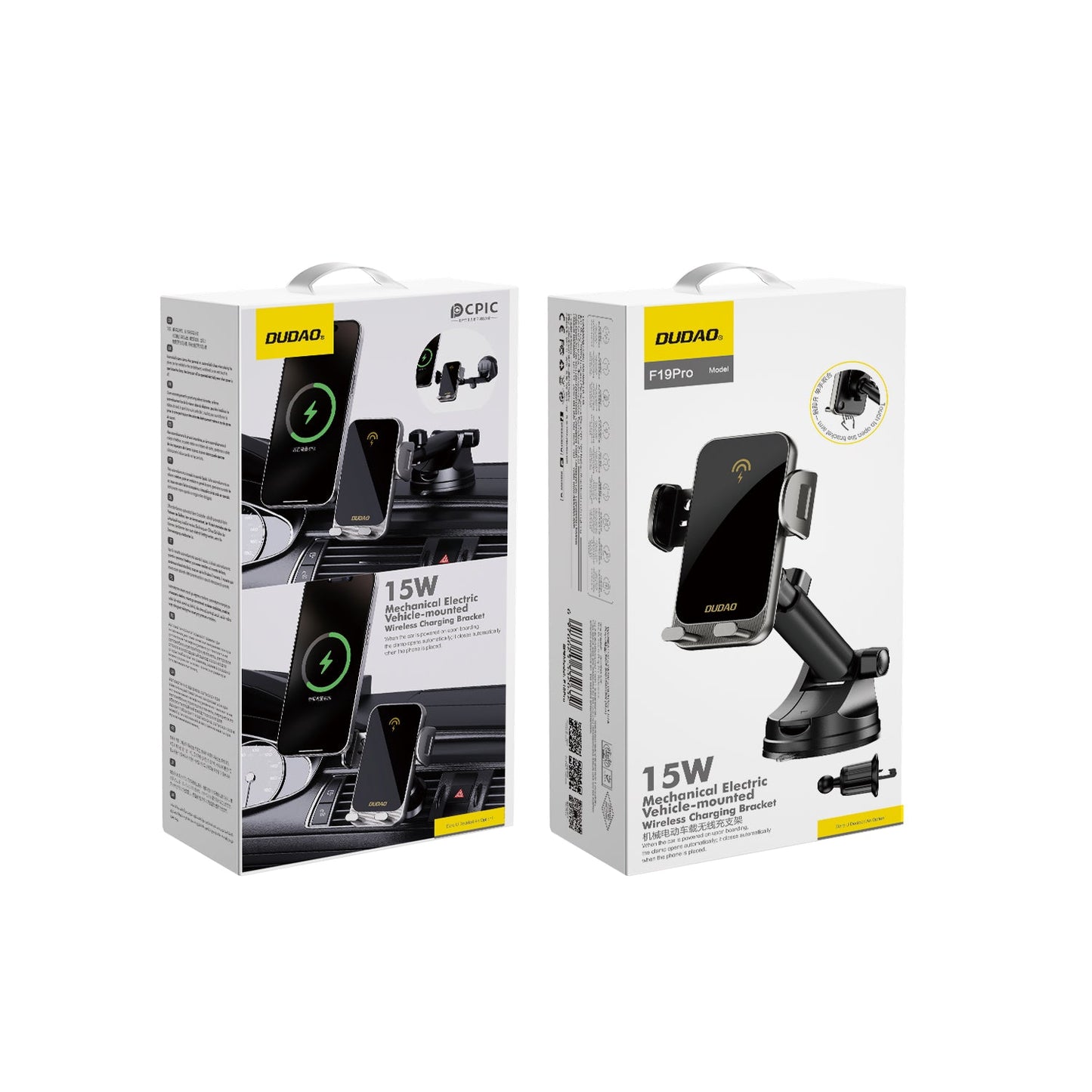 DUDAO F19PRO 15W wireless charging holder extension-type suction + air outlet mechanical electric