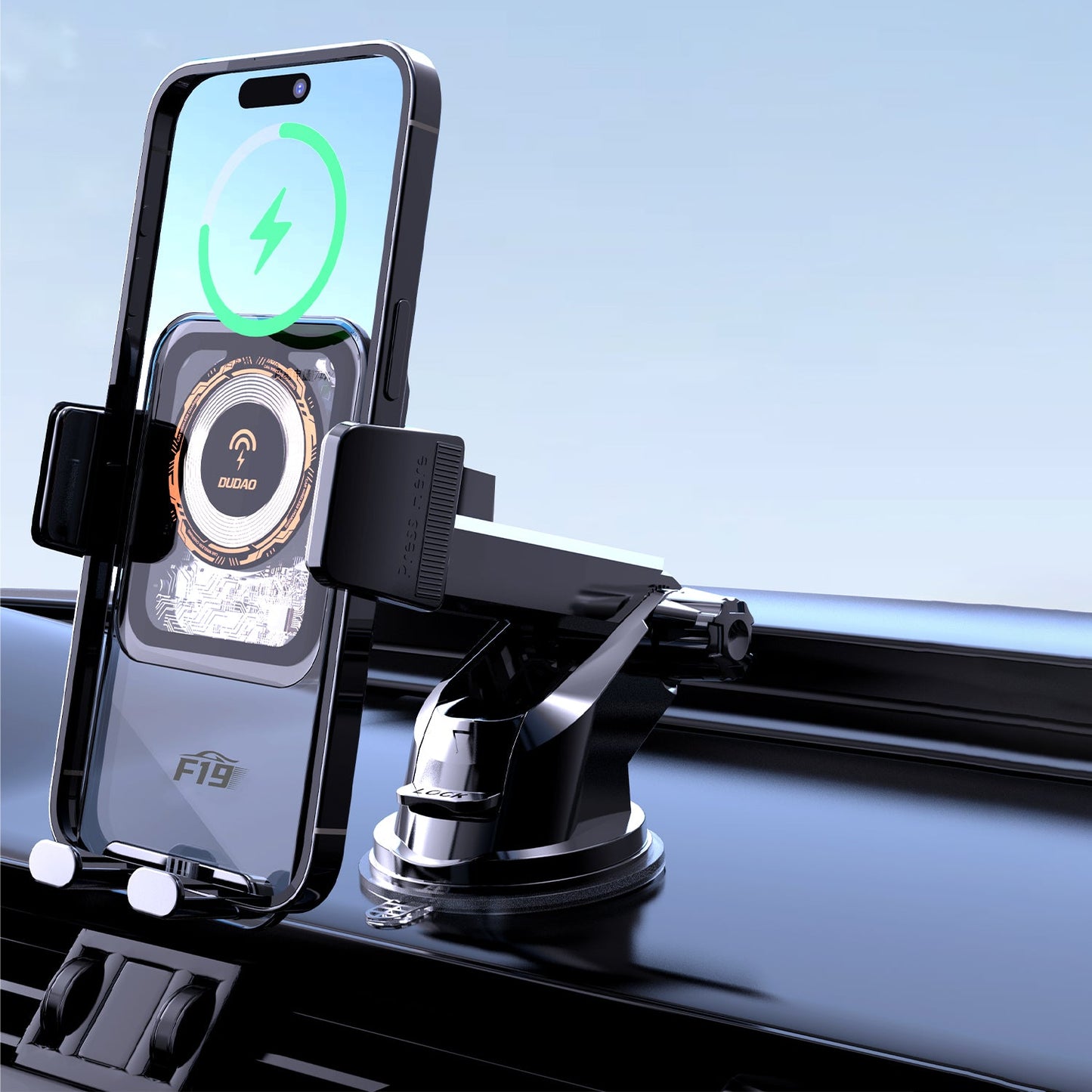 DUDAO F19 15W wireless charging holder extension-type suction + air outlet