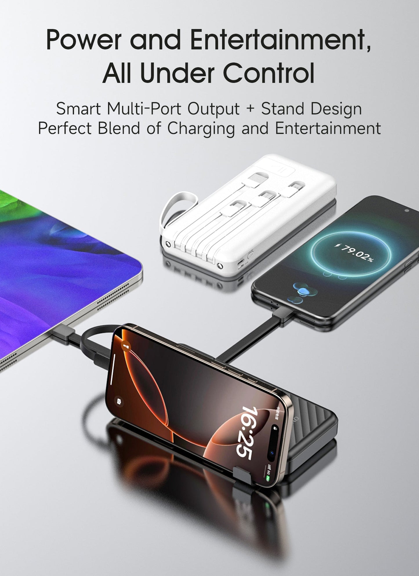 DUDAO K11Pro-W1 20000 mah built-in cable with phone holder