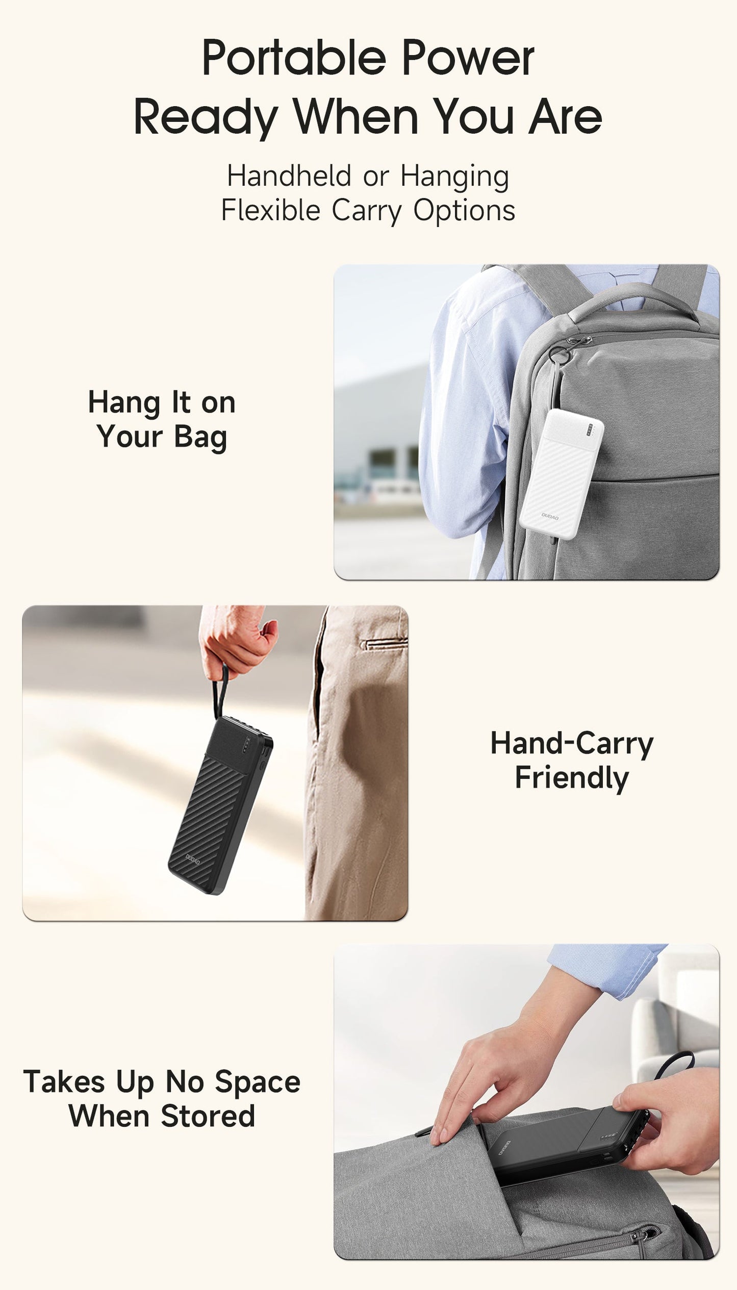 DUDAO K11-B1 10000 mah built-in cable with phone holder