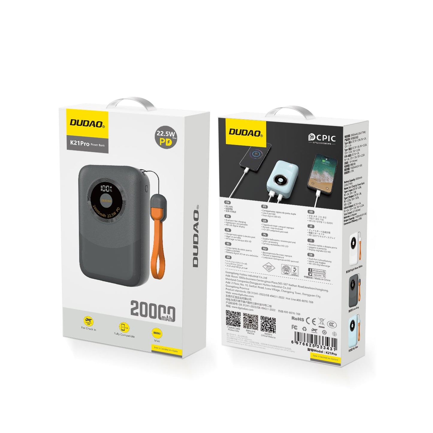 DUDAO K21PRO-B1 mini fast charge 20000mAh PD22.5W blue