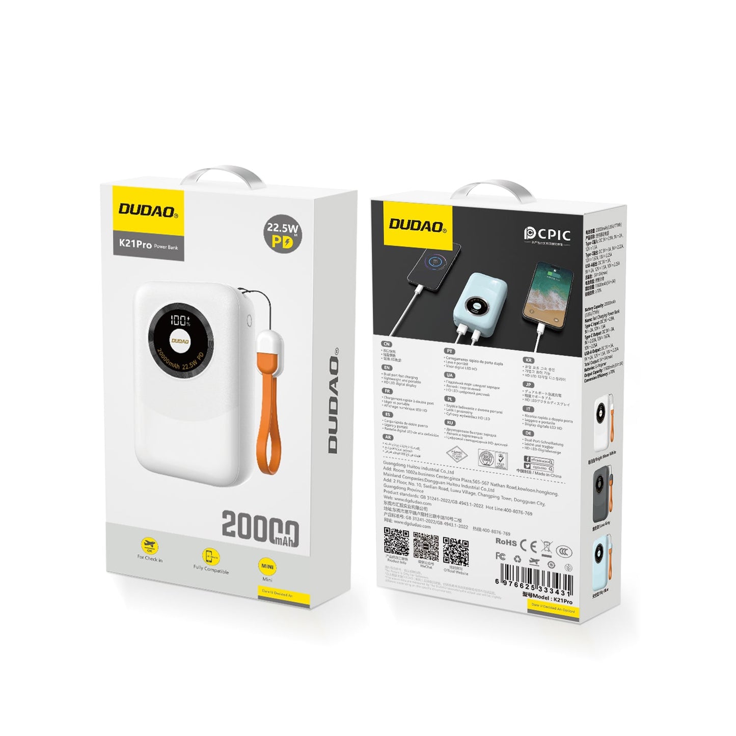 DUDAO K21PRO-B1 mini fast charge 20000mAh PD22.5W blue