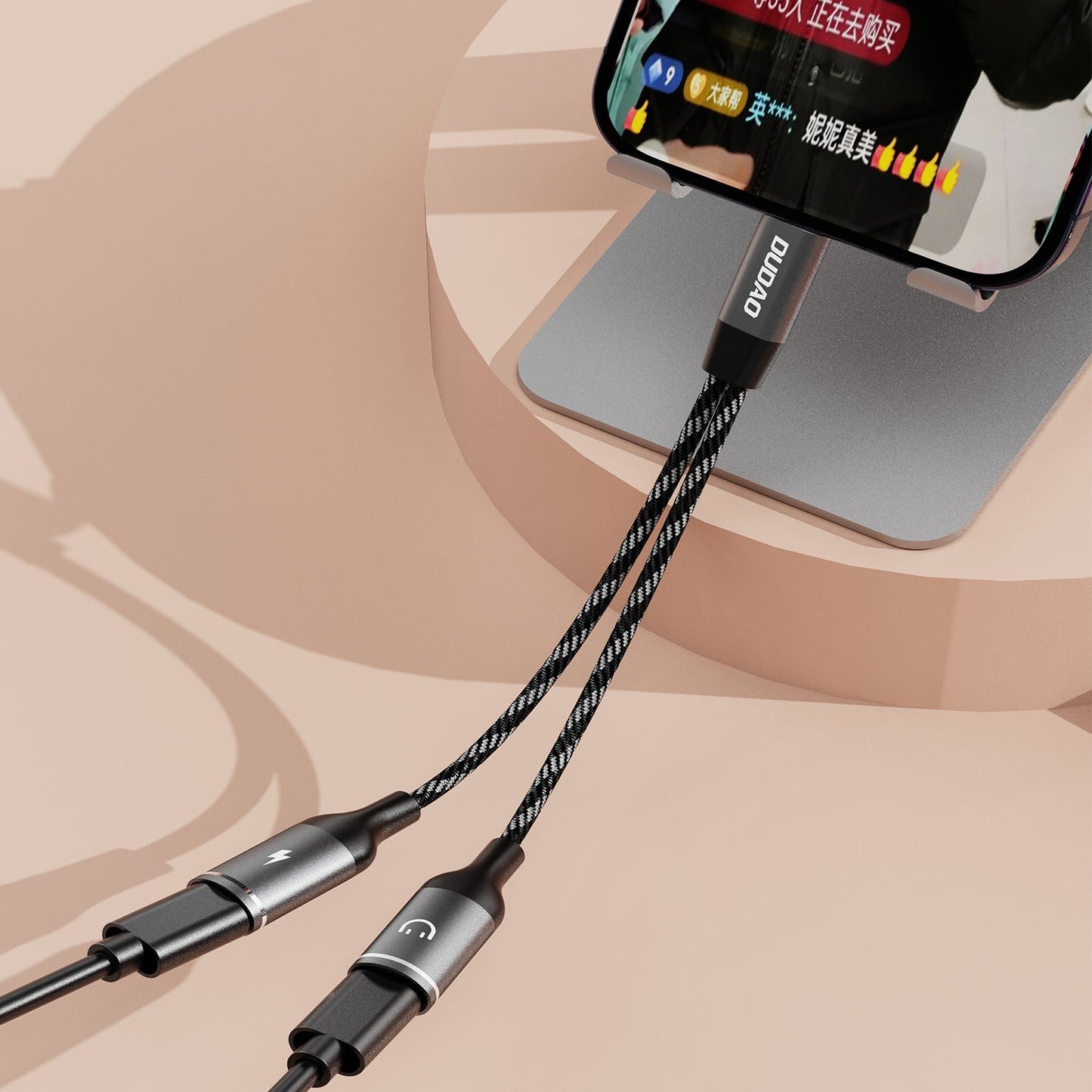 DUDAO L13C+ aluminium alloy + braided cable 2 IN 1 cable Type-C*2
