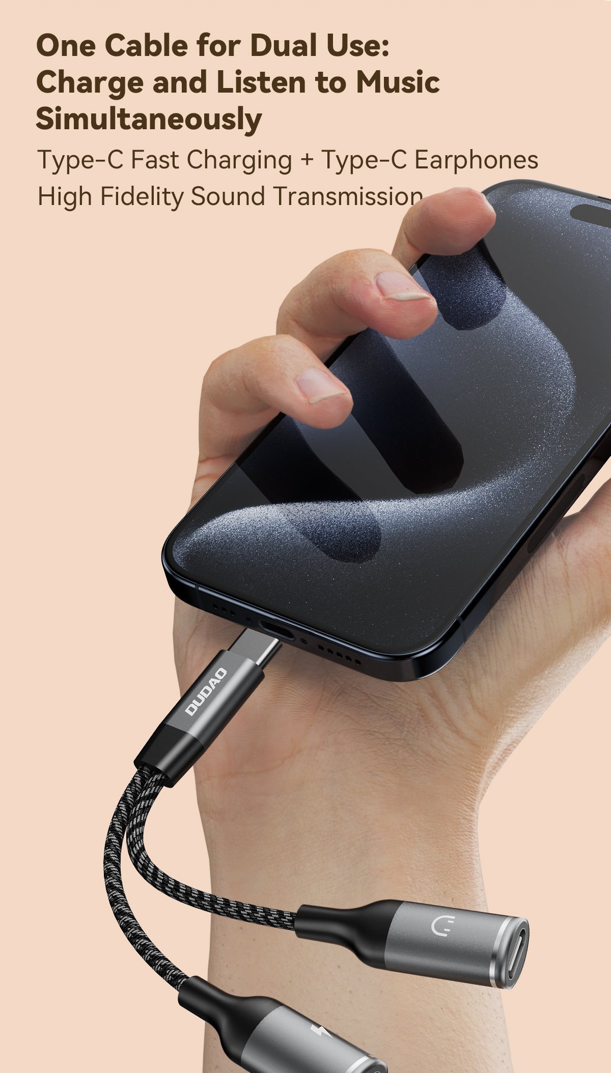 DUDAO L13C+ aluminium alloy + braided cable 2 IN 1 cable Type-C*2