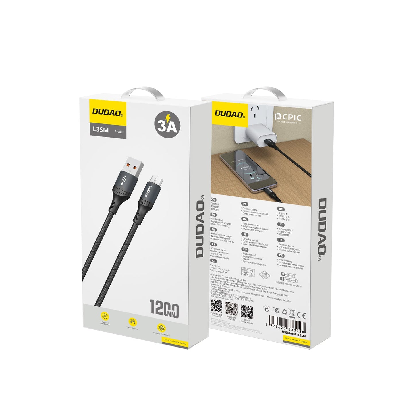 DUDAO L3SM-B 3A CABLE MICRO 1.2M