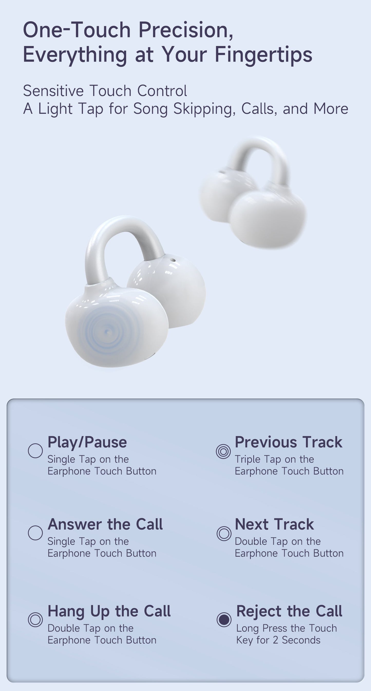 DUDAO U20S-W clip-on bluetooth earphone