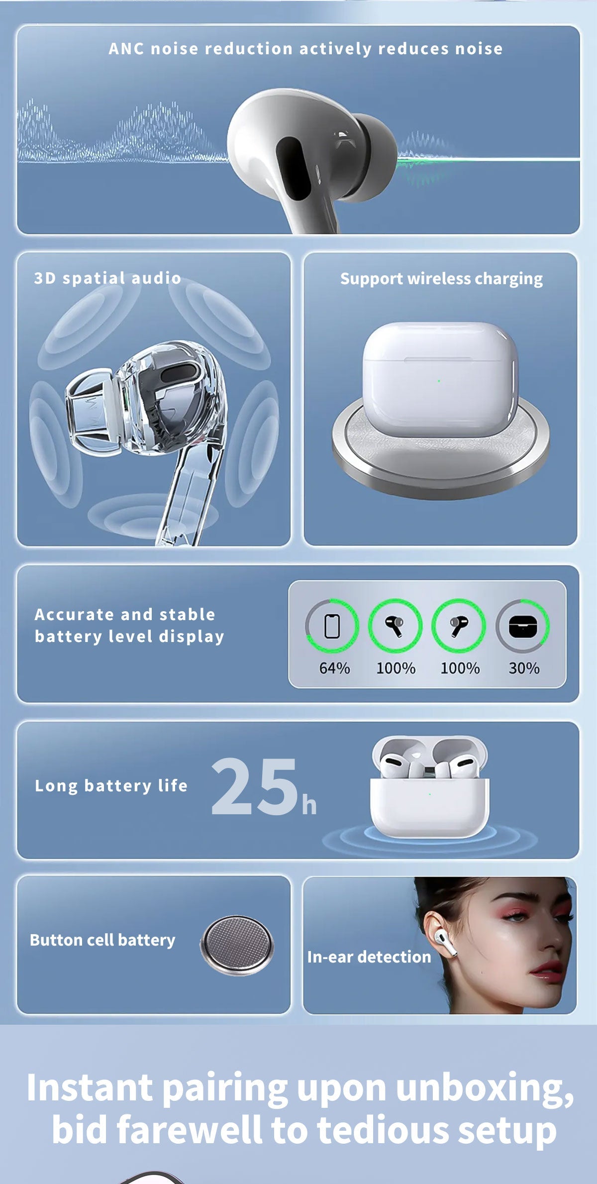 DUDAO U3N 3nd generation TWS Button battery