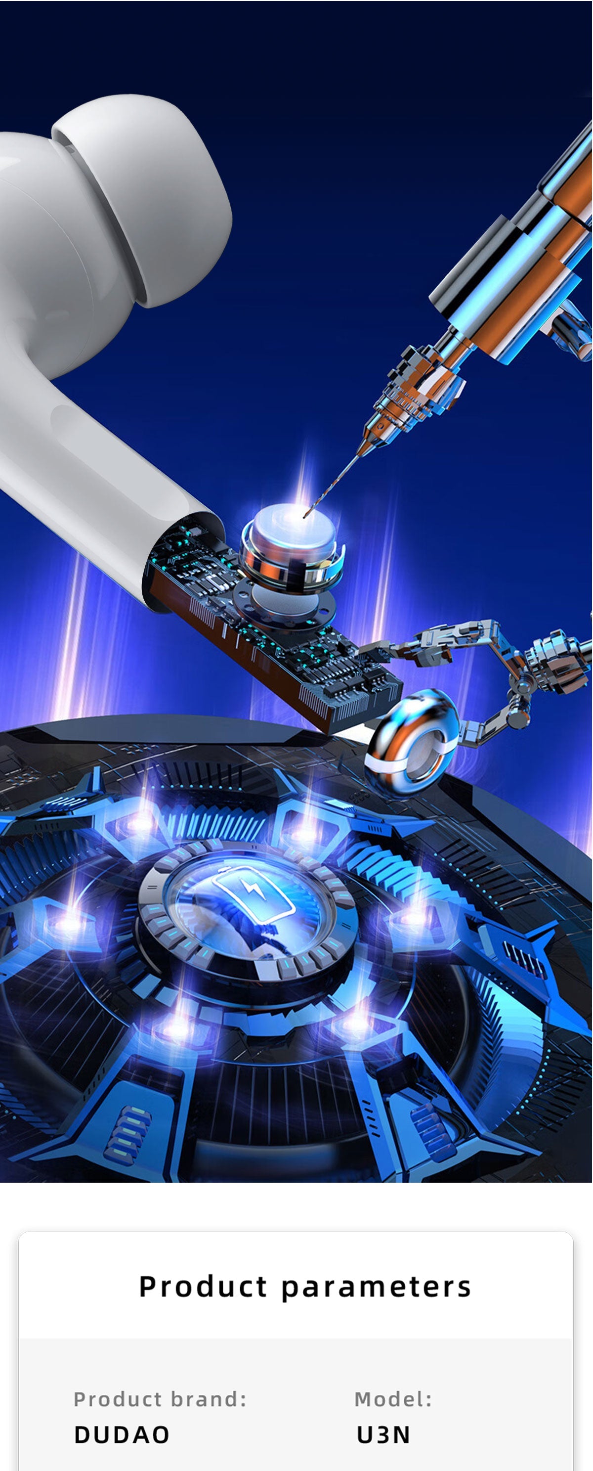 DUDAO U3N 3nd generation TWS Button battery