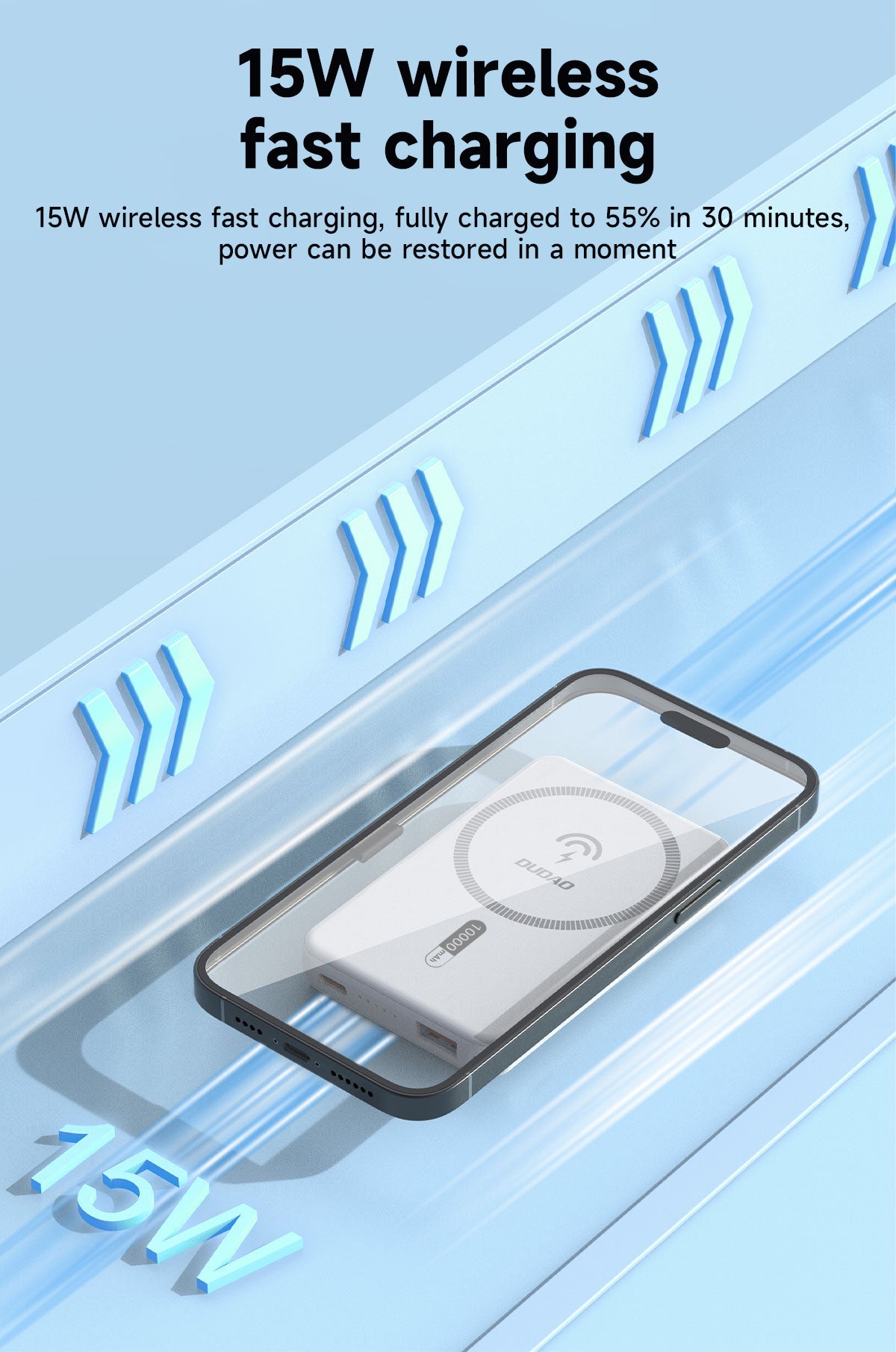 DUDAO K14S+-W1 15W wireless charging 10000mAh White