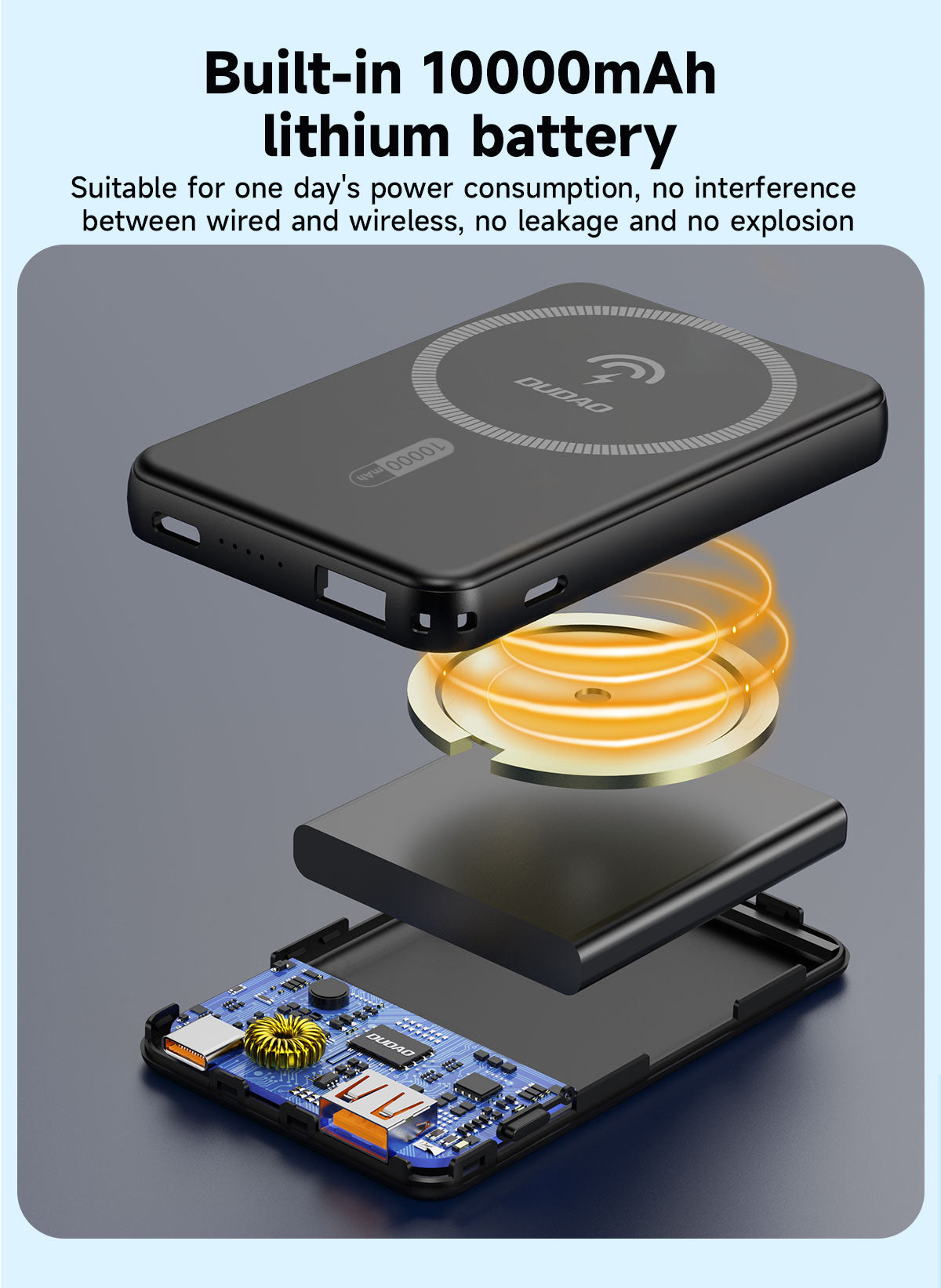 DUDAO K14S+-W1 15W wireless charging 10000mAh White